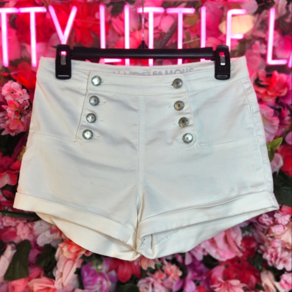 White Button-Up Shorts